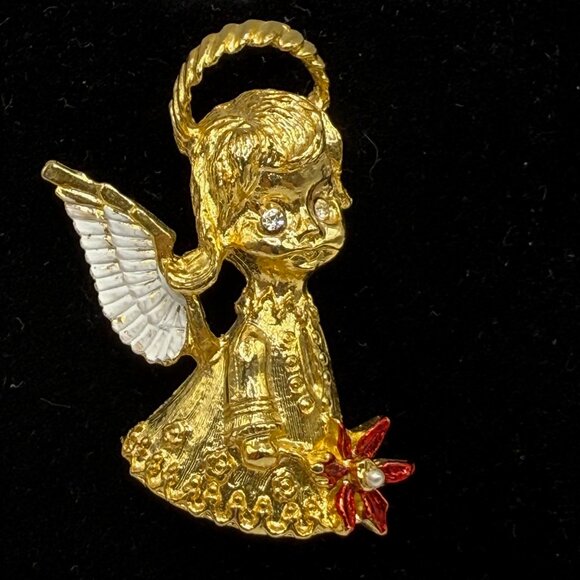 🐱 5 for $10.  Gerry's Goldtone Angel Christmas Pin Brooch - Picture 1 of 4